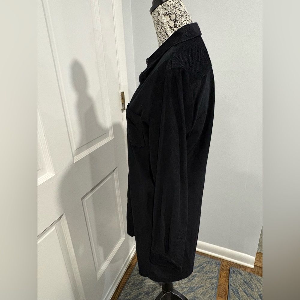 J. Crew Black Corduroy Long Sleeve Shirt Dress - Picture 8 of 12